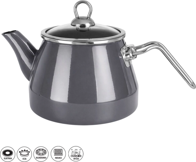 Smaltovaný čajník Grey Lem 2 l