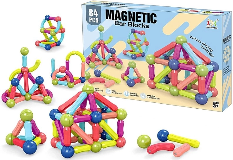 Magnetická stavebnica 3D – sada 84 dielov