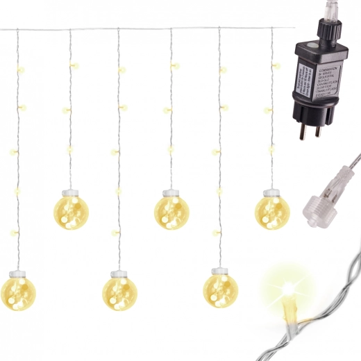 Vianočná LED svetelná opona s guľami 3m so 108 LED
