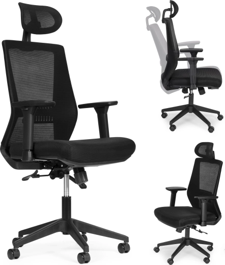 Ergonomická otočná kancelárska stolička s nastaviteľnou výškou modernhome, čierna