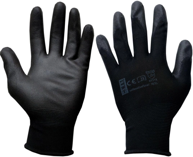Ochranné rukavice PURE BLACK PU, veľkosť 10 (XL)