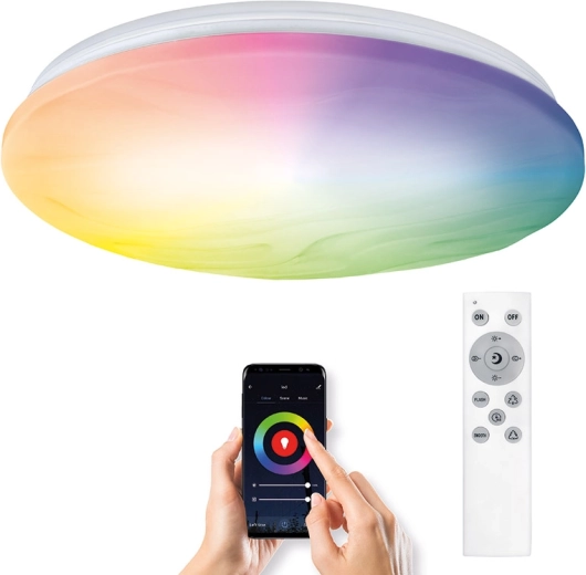 Solight inteligentné LED stropné svietidlo Wave 30 W (Wi‑Fi, RGB + CCT, diaľkové ovládanie)