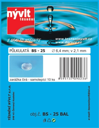 Samolepiace číre polguľaté dorazy 6,4 × 2,1 mm, sada 10 ks