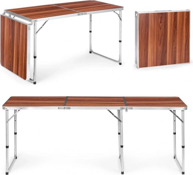 Skladací turistický stôl s hnedou doskou 180 × 60 cm MULTIGARDEN