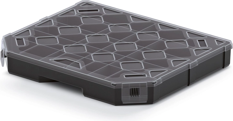 Organizér s priehradkami 284 × 243 × 40 mm s priehľadným vekom