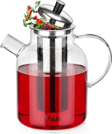 Sklenená kanvica s nerezovým čajovým filtrom 1,5 l