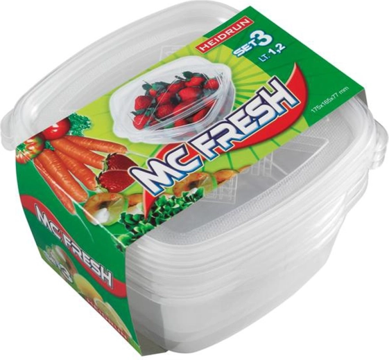 Plastové dózy s vekom HEIDRUN McFresh 3 × 1,2 l