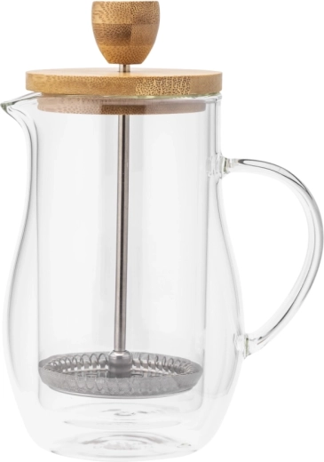 Sklenený french press s bambusovým viečkom 400 ml