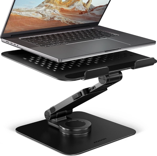 Hliníkový stojan na notebook 10–17,3" s výškovým nastavením a 360° otočením AXAGON