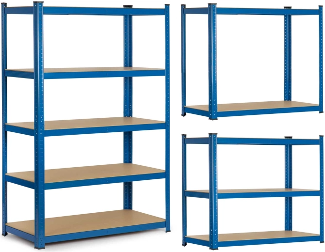Kovový regál Humberg 150 × 75 × 30 cm, 5 políc, modrý