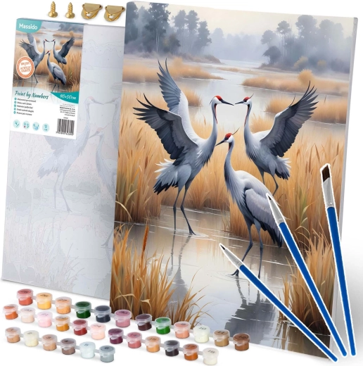 Maľovanie podľa čísel 40 × 50 cm – žeriavy MASSIDO