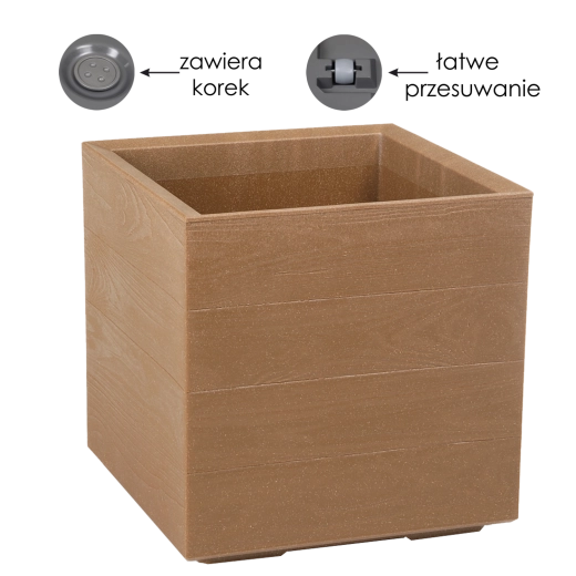 Kvetináč Lamela Karo Eco Wood s imitáciou prírodného dreva 39 cm