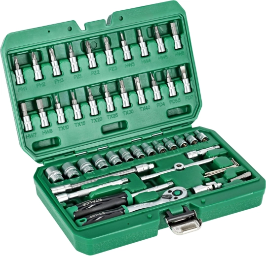 Stalco sada nástrčných kľúčov a bitov 1/4" (48 dielov) v kufríku