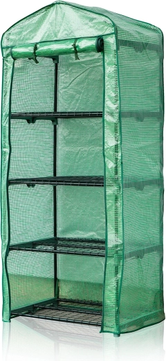 Záhradný fóliovník 69 × 50 × 160 cm so 4 policami, zelený