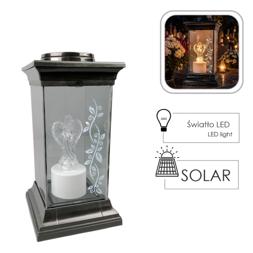 Solárny lampáš s LED anjelom 28 cm