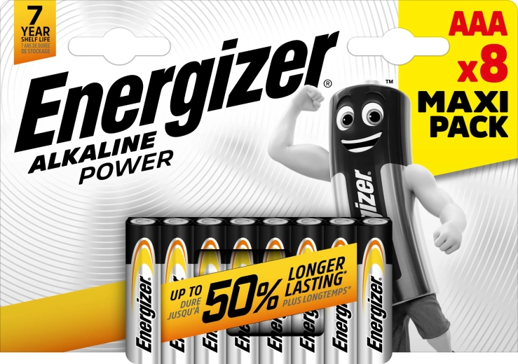 Energizer Alkaline Power AAA/LR03 alkalické mikrotužkové batérie - 8 ks