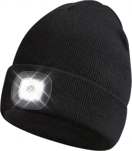 Zimná čiapka s LED čelovkou na behanie čierna