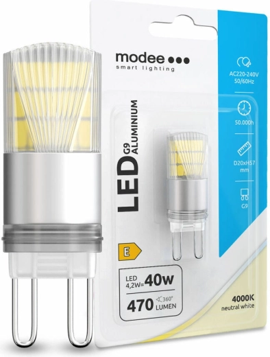 LED žiarovka G9 Modee Aluminium 4,2 W neutrálne biela