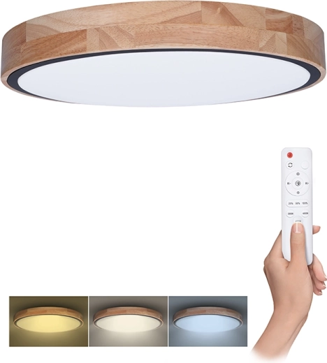 Solight LED stropné a nástenné svietidlo Iron Oak s diaľkovým ovládačom 48 W, 40 cm, stmievateľné, CCT 3000–6500 K
