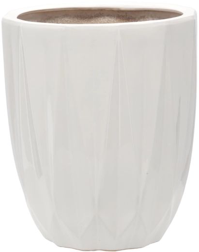 Keramický obal na kvetináč 30 × 30 × 36 cm biely lesk