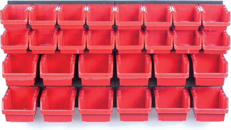 Závesný panel na náradie s 28 boxmi ORDERLINE, 800 × 165 × 400 mm
