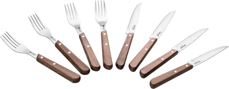 Steakový príbor Lamart Walnut, 8 kusov