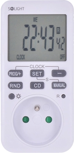 Solight digitálny týždenný časový spínač s podsvieteným veľkým LCD