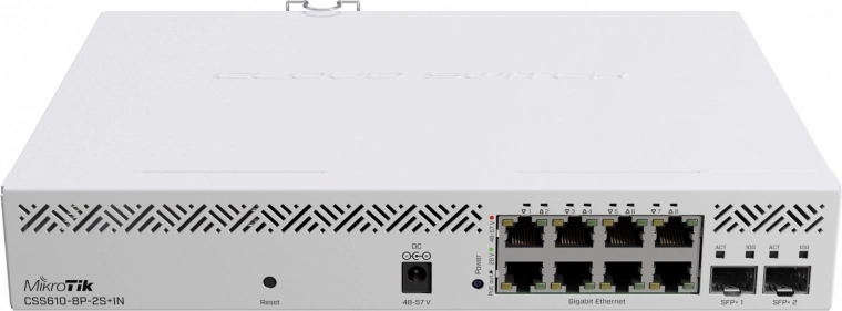 Sieťový PoE prepínač MIKROTIK s 8 portmi a 2× SFP+ 10 Gb/s