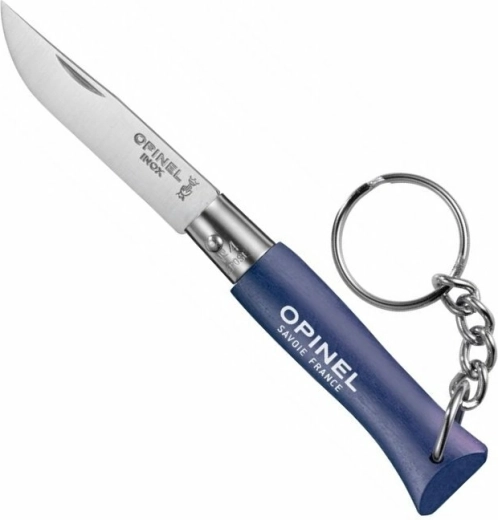 Opinel N°04 kľúčenka – tmavomodrý vreckový nôž 5 cm, bukové drevo