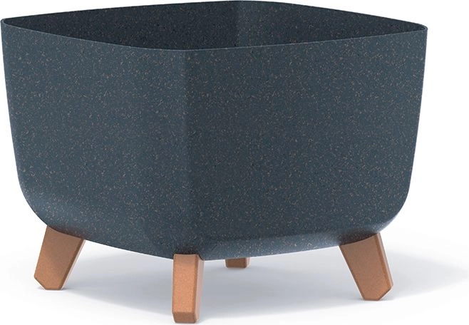 Kvetináč Gracia Square Eco Wood 24 × 24 cm – antracitový dizajn s imitáciou dreva