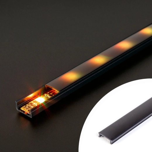 Čierny opálový kryt pre LED hliníkový profil 1000 mm