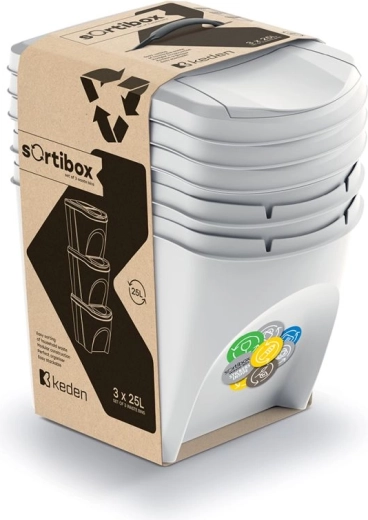 Súprava košov na triedený odpad Sortibox 3×25 l popolavo sivá