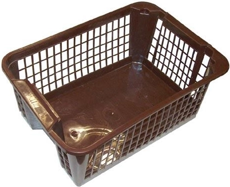 Plastový stohovateľný košík 36 × 26 × 14 cm, hnedý
