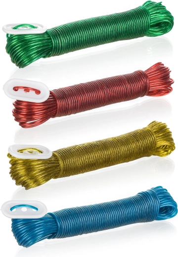 Šnúra na prádlo PVC 20 m s oceľovým lankom – mix farieb