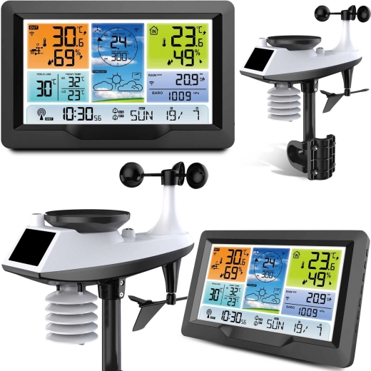 Bezdrôtová meteorologická stanica s farebným LCD a vonkajším multisenzorom grafitová
