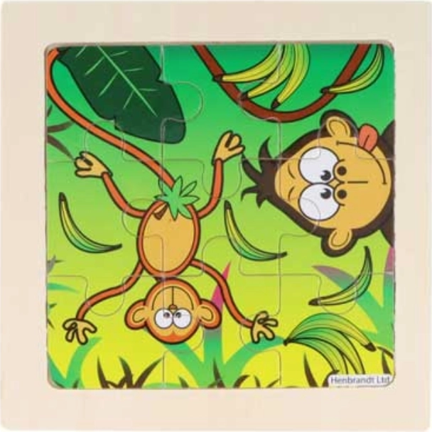 Drevené puzzle Džungľa s opičkami, 9 dielikov