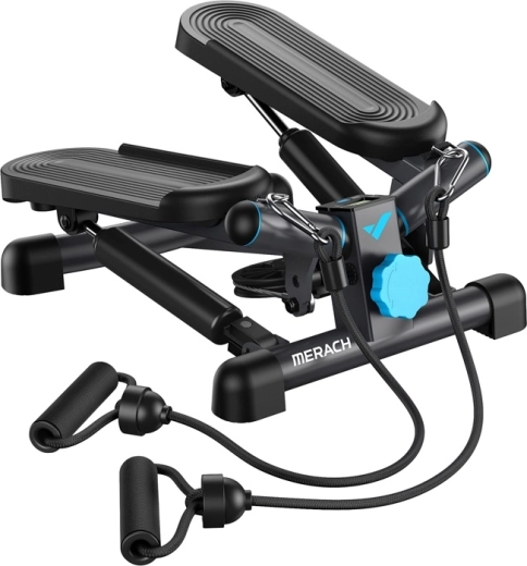 Merach mini stepper 2 v 1 s odporovými gumami čierny