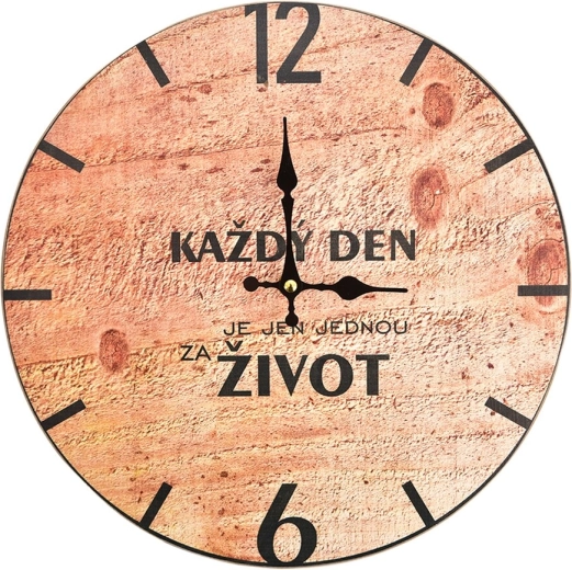 Nástenné hodiny „Každý deň“ 34 cm, drevené