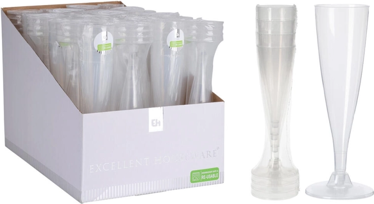 Plastové poháre na šampanské flauta 130 ml, sada 4 ks