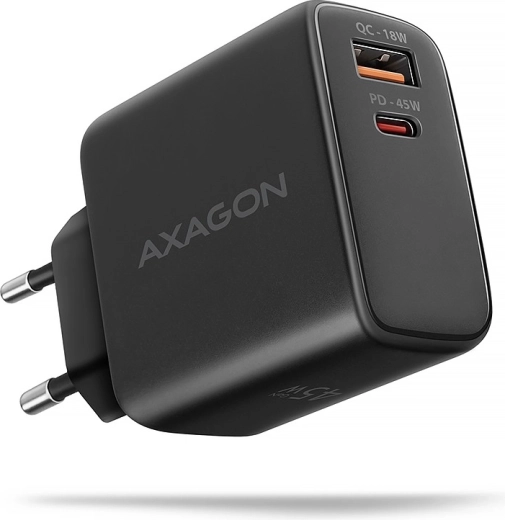 ACU-PQ45 Nabíjačka 2-portová QC3.0,4.0/AFC/FCP/PPS/Apple + PD typ-C, 45 W, čierna