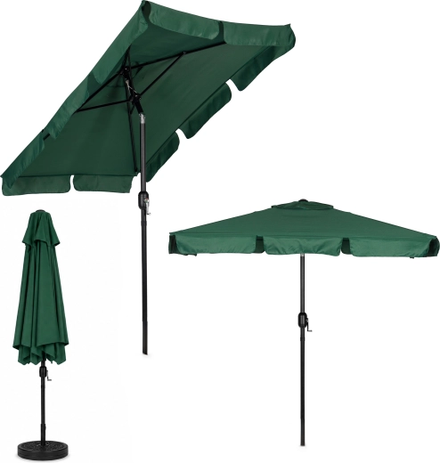 MultiGarden veľký záhradný slnečník s kľukou a naklápaním 200 × 130 cm, zelený