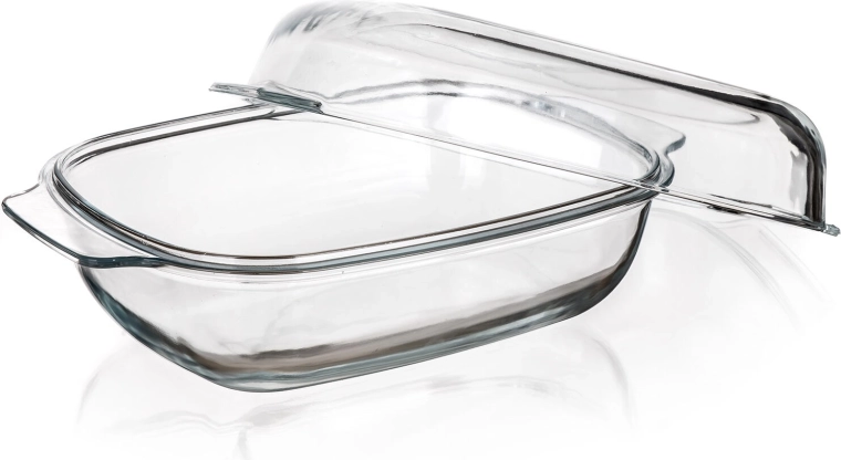 Sklenený pekáč s vekom 5,7 l CASEO, 34,5 × 22,5 × 14,5 cm