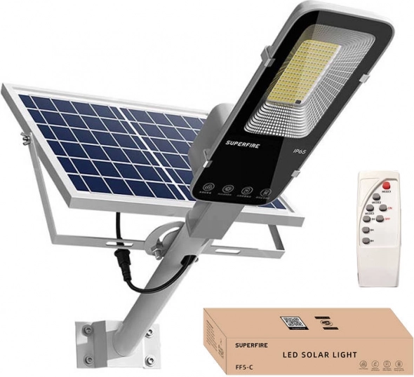 Solárna LED lampa Superfire s diaľkovým ovládaním, 1200 lm, IP65