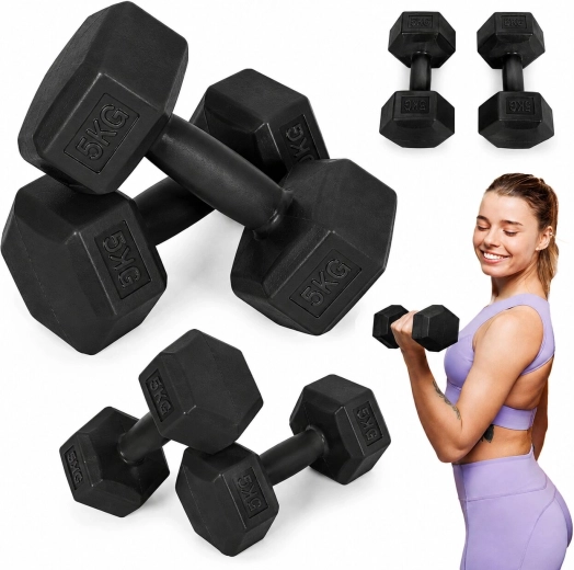 Hexagonálne činky MOVEPRO 2×5 kg (set 10 kg) čierne