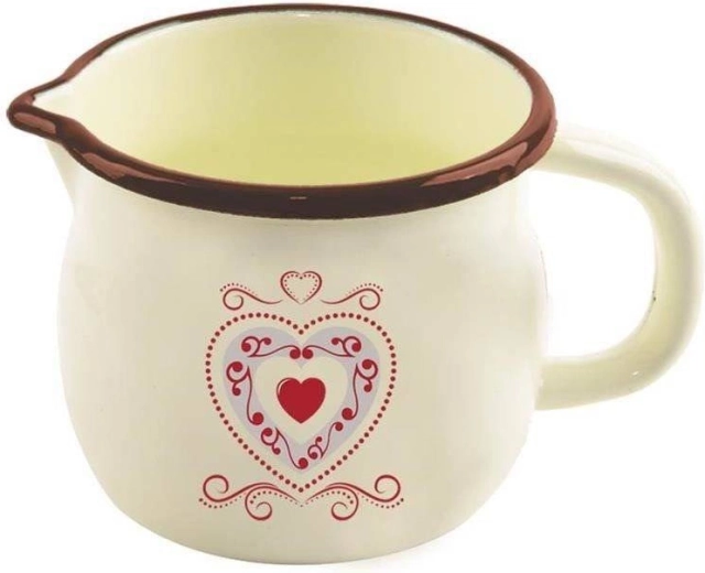 Smaltovaný hrnček s výlevkou 1,2 l béžový TONCA