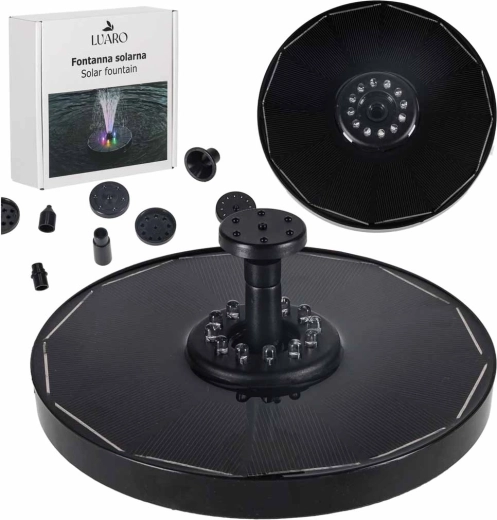 Solárna plávajúca fontána do jazierka s LED RGB, 16,5 cm