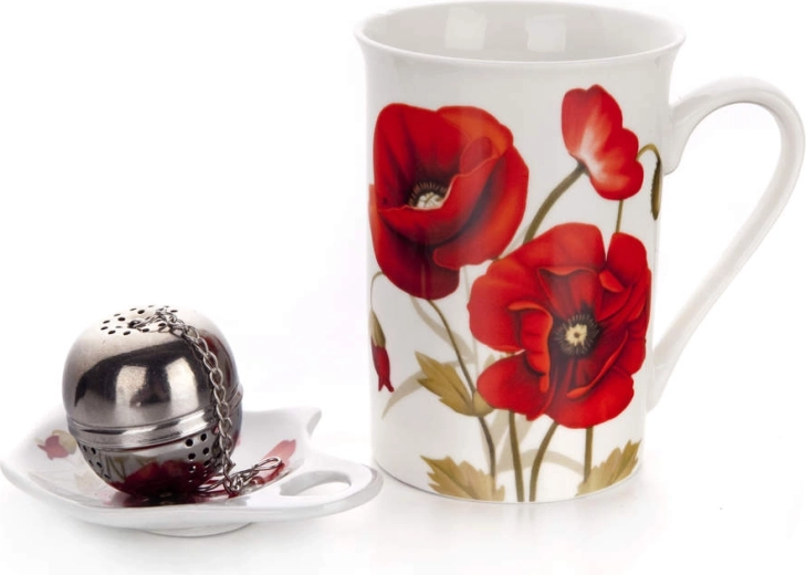 Trojdielna čajová sada Red Poppy