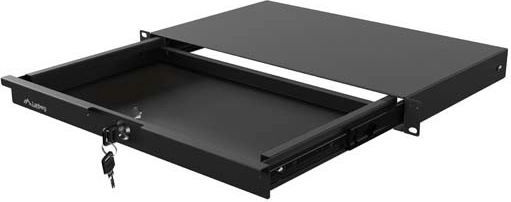 Uzamykateľná zásuvka do 19" racku 1U 270 mm čierna Lanberg