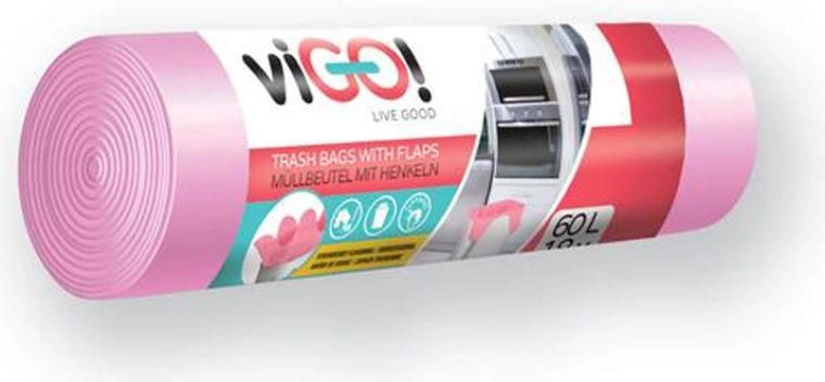 Vrecia na odpad s uškami 60 l, vôňa jahoda, 18 ks