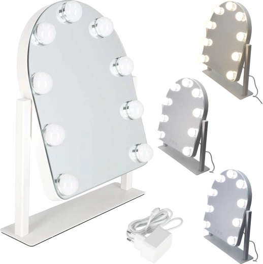 LED kozmetické zrkadlo na líčenie s 9 žiarovkami